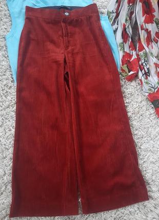 Стильные вельветовые широкие штаны/кюлоты, zara,  p. s5 фото