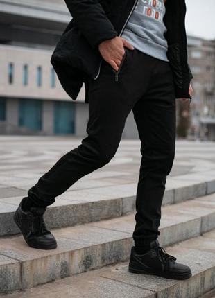 Чоловічі штани / спортивні чорні , бавовна .2 фото