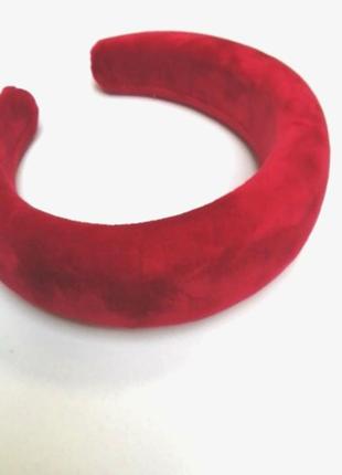Обруч велюровий оксамитовий червоний обруч оксамитовий яскраво червоний алий 4-5 см