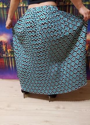 Изумрудная плистрованая плиссированная юбка макси длинная голубая празднечная летняя в складочку5 фото