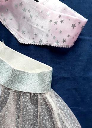 Розовая фатиновая юбка  george англия серебряные звезды на 2-3 года2 фото
