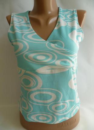 Футболка бело-берюзовая