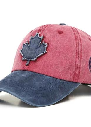 Кепка бейсболка canada, maple leaf (канада) с изогнутым козырьком красная 2, унисекс wuke one size