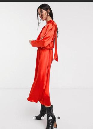 Натуральное атласное платье миди asos disign2 фото
