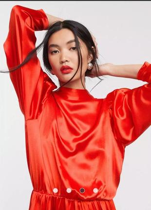 Натуральное атласное платье миди asos disign3 фото