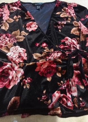 Красива велюрова кофточка блуза на запах 46-486 фото
