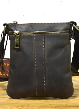 Небольшая мужская сумка через плечо tarwa rc-5470-4sa коричневая1 фото