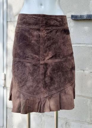 Шкіряна спідниця голандского бренду arma  з воланом кожаная юбка