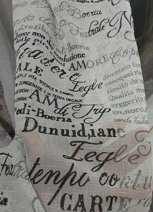 Тюль льон з літерами, тюль газета оптом, тюль з написами, тюль з літерами.