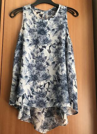 Шифонова блуза асиметрія в кольорах