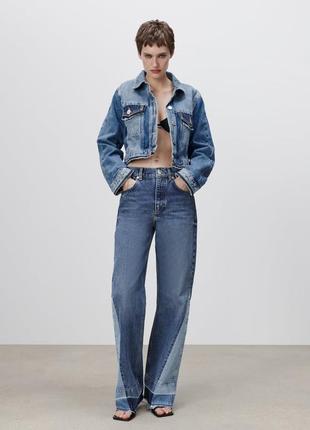 Новые синие джинсы с контрастными вставками zara
