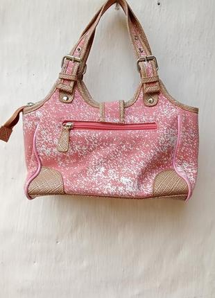 Рожева котонова сумка в принт 💗4 фото