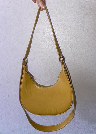 Сумка багет, сумка півмісяць гірчичного кольору еко шкіра