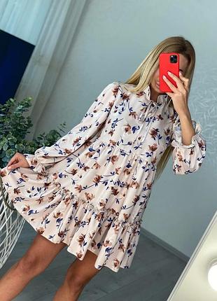 Сукня квітковий принт софт з рукавом літній