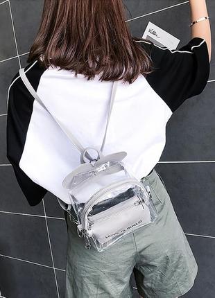Модний прозорий рюкзак в наявності з вушками міккі мауса сірий4 фото
