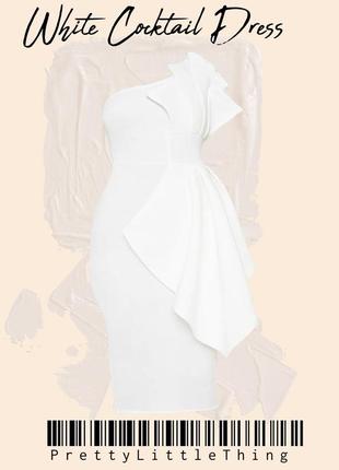 Plus white one shoulder pleated detail2 фото