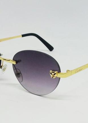 Очки женские солнцезащитные в стиле cartier серо фиолетовый градиент1 фото