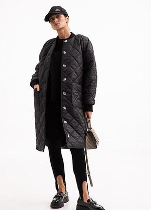 Куртка женская стеганая длинная осеняя трендовая черная modna kazka mkar46607-14 фото