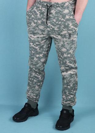 Штани піксель камуфляж трикотажні спортивні штани чоловічі унісекс, штани barbarian, військові штани піксель1 фото