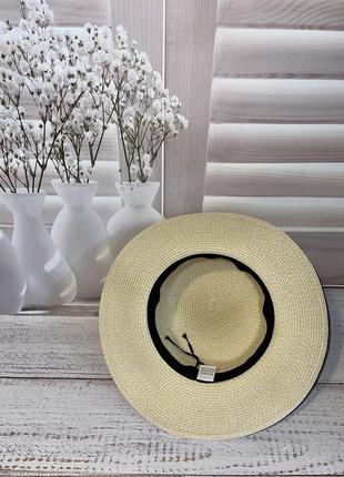 Комплект сонцезахисний капелюх солом’яний канотьє з сумкою-шопер з рафії7 фото
