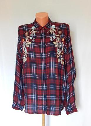 Рубашка свободного кроя с элементами вышивки из бисера new look (размер 36)