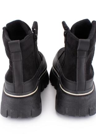 Стильные черные осенние деми ботинки высокие кроссовки на платформе толстой подошве массивные модные кроссы5 фото