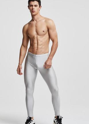 Чоловічі штани tauwell сріблясті з білими вставками4 фото