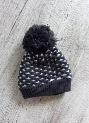 Дуже тепла шапка з помпоном зимова на флісі для хлопчика на 6-12 міс. / очень теплая зимняя шапка для мальчика3 фото