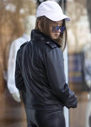 Стильна шкіряна куртка-косуха для дівчаток, розміри на ріст 134 - 1585 фото