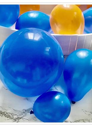 Повітряні надувні якісні латексні кулі комплект кульки металік пастель перламутровий сині 10" (25 см) gemar