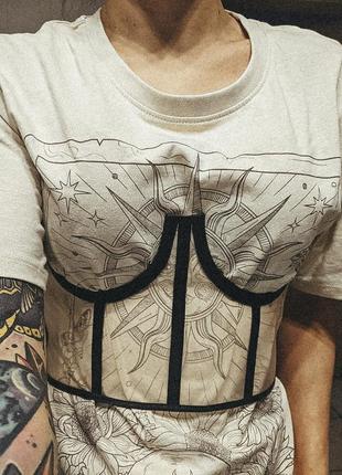 Корсет на шнурівці, під груди, з кісточками