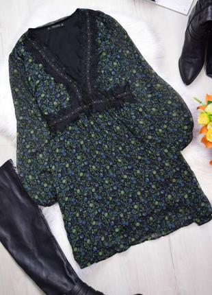Плаття сукня шифонова квіткова зелена квітковий принт6 фото