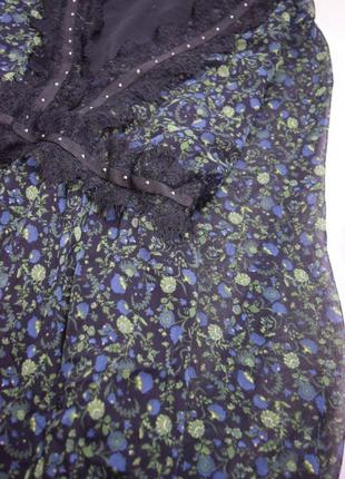 Плаття сукня шифонова квіткова зелена квітковий принт4 фото