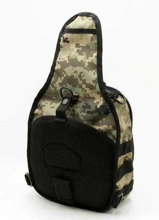 Тактична сумка-слінг плечова, однолямочный рюкзак, піксель барсетка через плече нагрудний з кордуры3 фото