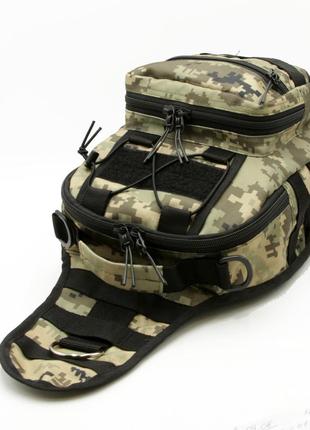 Тактична сумка-слінг плечова, однолямочный рюкзак, піксель барсетка через плече нагрудний з кордуры4 фото