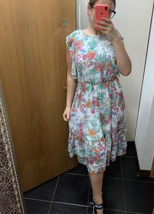 Сарафан в квіточку шифонове плаття сарафан міді4 фото