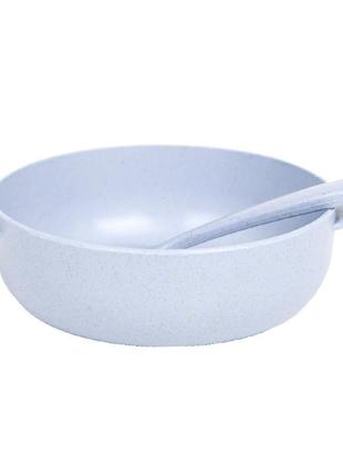 Тарелка lesko a238 purple с ложкой из пшеничной соломы для детей