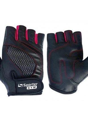 Перчатки для фитнеса sporter mfg-204.4a, черно-розовые s