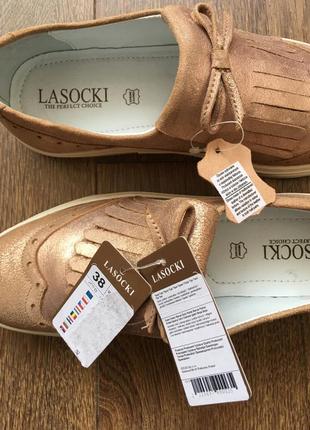 Шкіряні нові туфлі лофери «lasocki»4 фото