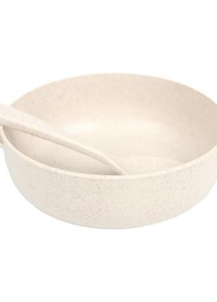 Тарілка з ложкою для дітей a238 beige з пшеничної соломи