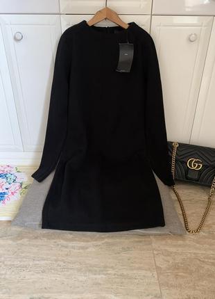 Платье чёрное zara w&b короткое мини по фигуре осеннее тепленькое4 фото