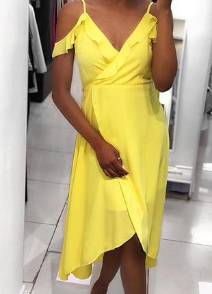 Ярко желтое платье желтый сарафан