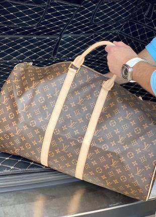 Спортивна Сумка дорожня коричнева канва брендовий в стилі луї вітон louis vuitton3 фото