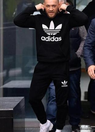 Костюм двонитка big logo чорний комплект штани + худі спортивний adidas + подарунок