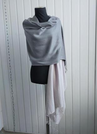 Пашмина шарф серого цвета с переходами цветов pashmina шёлк с кашемиром