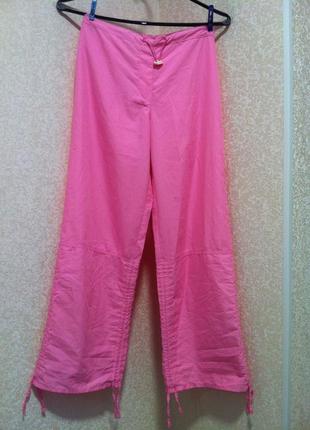 Розовые легкие летние кюлоты* широкие укороченные брюки1 фото