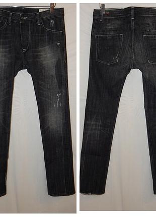 Джинсы destroyed black denim diesel darron diesel