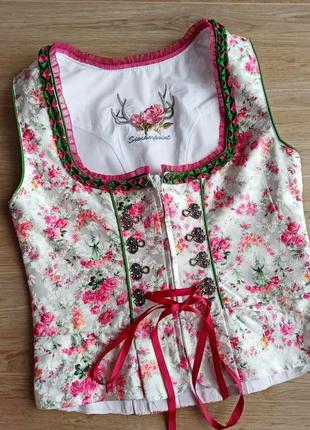 Розкішний австрійський топ на зав'язках в квітковий принт