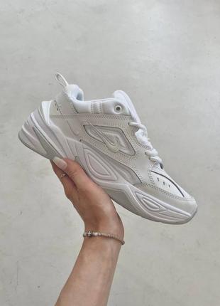 M2k nike tekno triple white трендові білі жіночі кросівки найк белые брендовые женские кроссовки