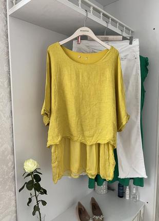 Льняная шёлковая блузка zara